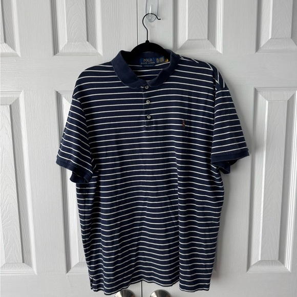 Polo Ralph Lauren Bundle of 2 Polo Shirts: Navy + Light Blue + White Striped XXL - Picture 6 of 9